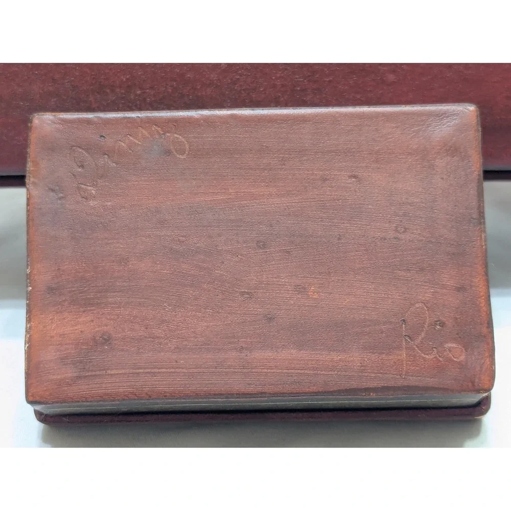 Vintage Signed Leather/Faux Box Set, Hand Tooled Brazilian Storage Boxes